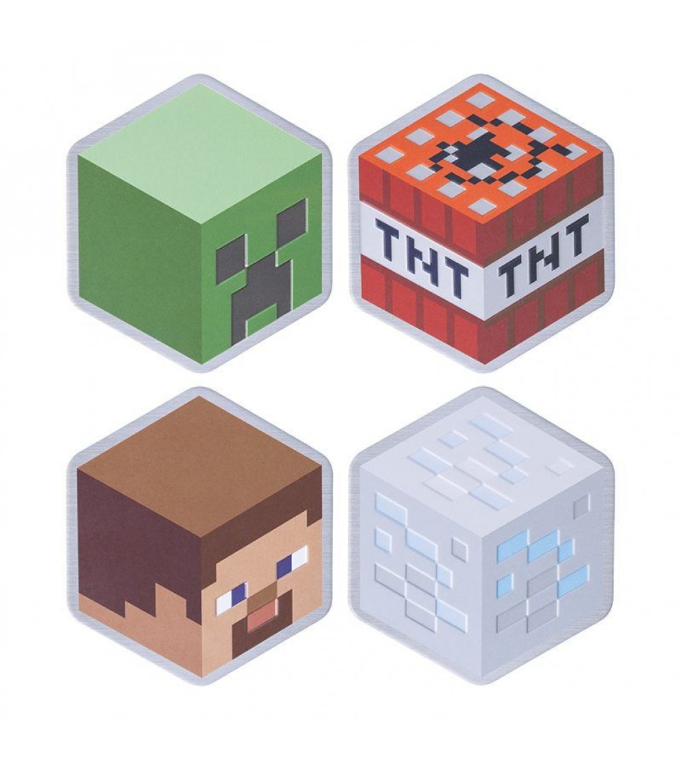Paladone Minecraft Set of 4 Metal Coasters