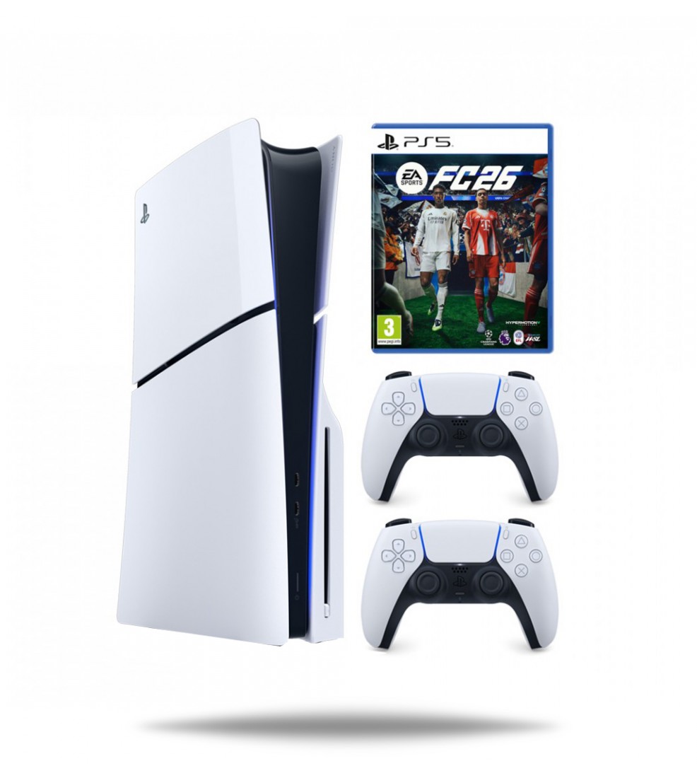 PlayStation 5 Slim E Chassis + EA Sports FC 26 PS5 + dodatni PS5 DualSense Wireless controller White PlayStation 5 Slim E Chassis + EA Sports FC 26 PS5 + dodatni PS5 DualSense Wireless controller White