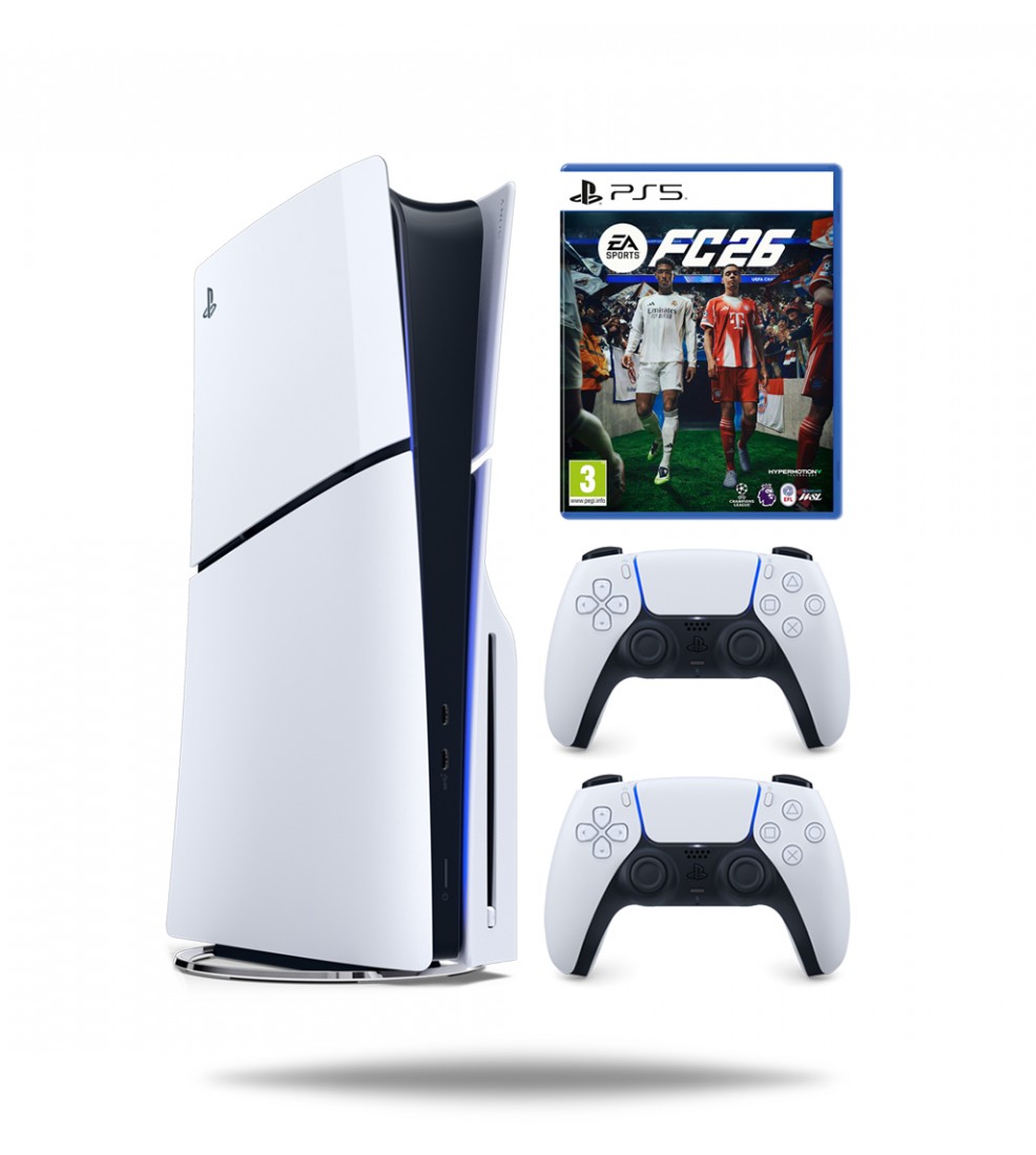 PlayStation 5 Slim E Chassis + EA Sports FC 26 PS5 + dodatni PS5 DualSense Wireless controller White PlayStation 5 Slim E Chassis + EA Sports FC 26 PS5 + dodatni PS5 DualSense Wireless controller White