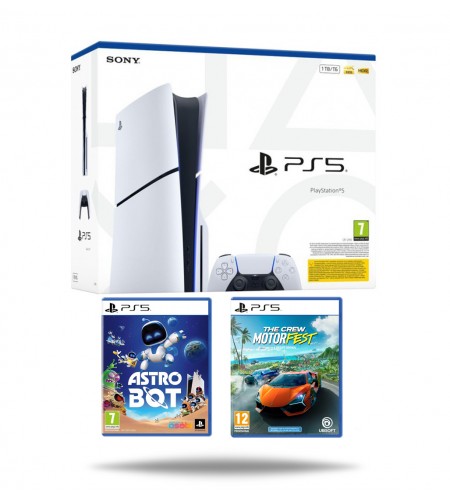PlayStation 5 Slim E Chassis + Astro Bot PS5 + The Crew Motorfest PS5