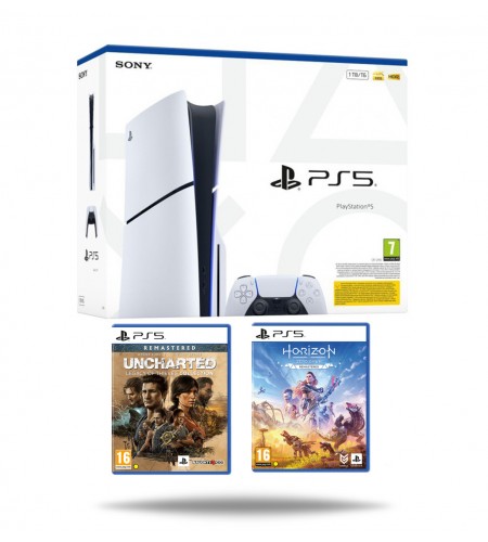 PlayStation 5 Slim E Chassis + Horizon Zero Dawn Remastered PS5 + Uncharted: Legacy of Thieves Collection PS5