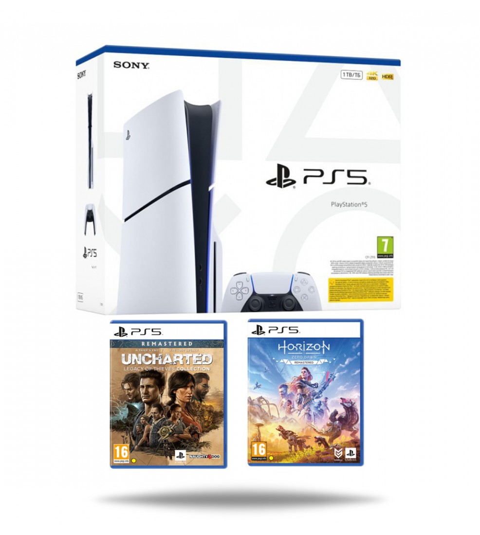 PlayStation 5 Slim E Chassis + Horizon Zero Dawn Remastered PS5 + Uncharted: Legacy of Thieves Collection PS5