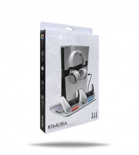 White Shark KIMURA PRO stalak za PS5/PS5 Slim/PS5 PRO s punjačem za kontrolere i hlađenjem