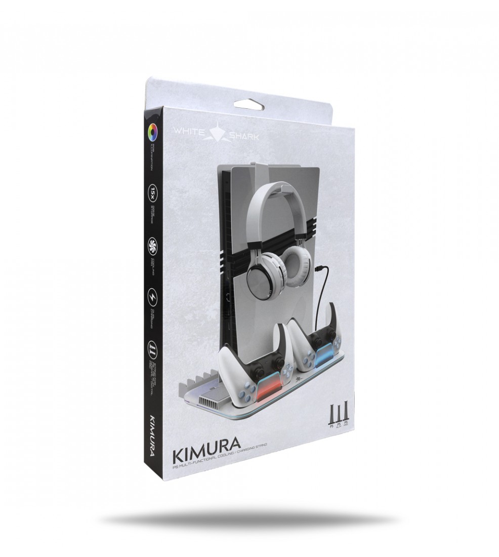 White Shark KIMURA PRO stalak za PS5/PS5 Slim/PS5 PRO s punjačem za kontrolere i hlađenjem White Shark KIMURA PRO stalak za PS5/PS5 Slim/PS5 PRO s punjačem za kontrolere i hlađenjem