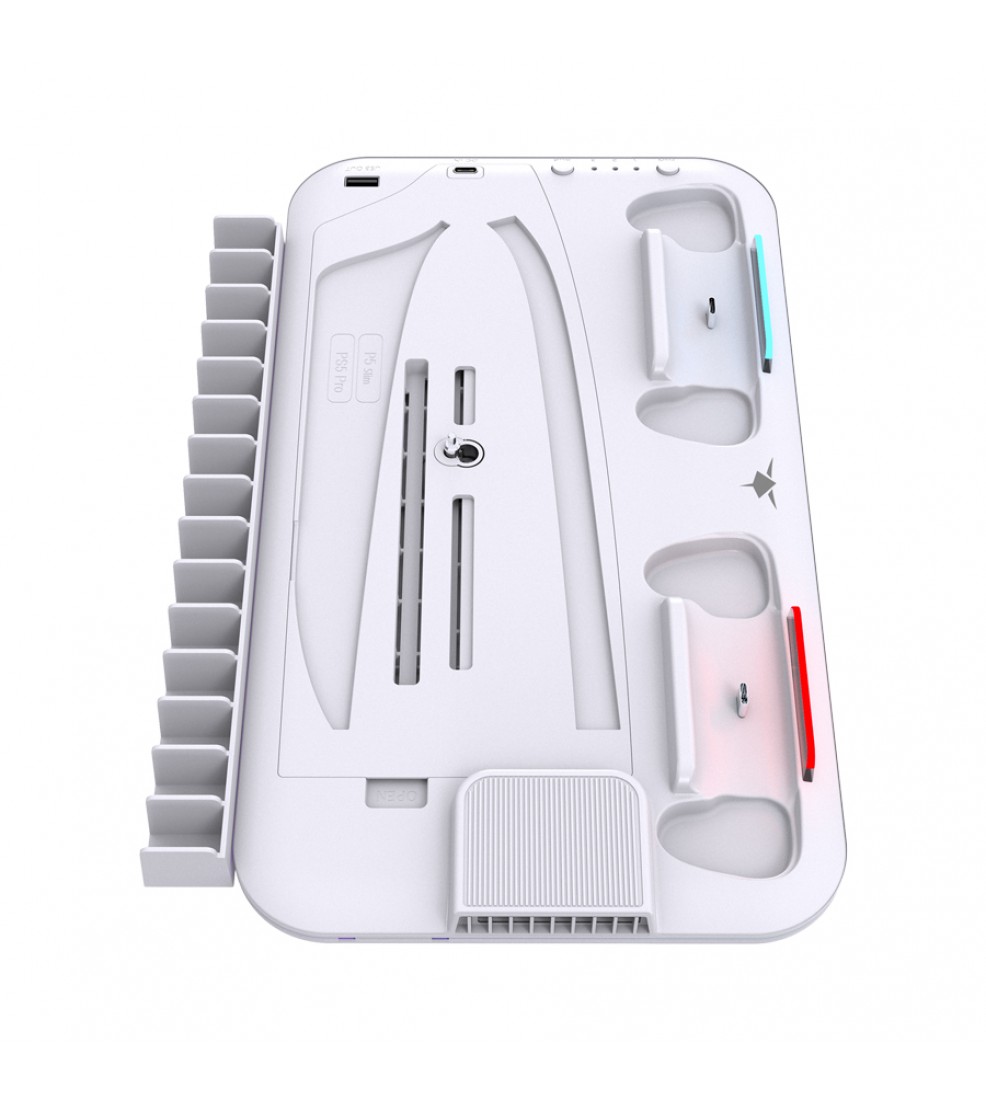White Shark KIMURA PRO stalak za PS5/PS5 Slim/PS5 PRO s punjačem za kontrolere i hlađenjem White Shark KIMURA PRO stalak za PS5/PS5 Slim/PS5 PRO s punjačem za kontrolere i hlađenjem