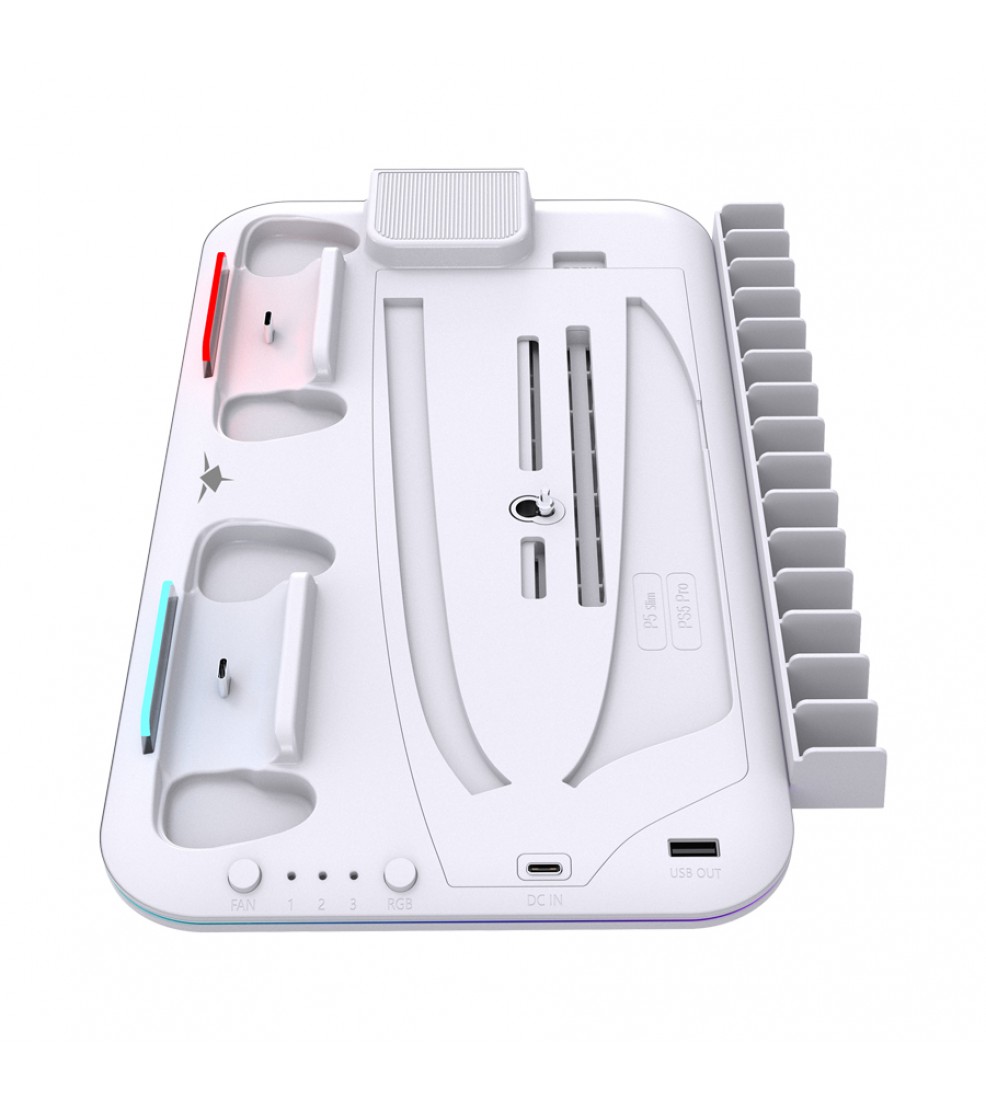 White Shark KIMURA PRO stalak za PS5/PS5 Slim/PS5 PRO s punjačem za kontrolere i hlađenjem White Shark KIMURA PRO stalak za PS5/PS5 Slim/PS5 PRO s punjačem za kontrolere i hlađenjem